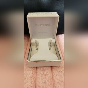 Crystina Silver Twisted Crystal Earrings